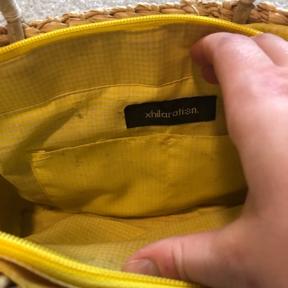 Xhilaration Vintage Wicker Purse Embroidered Beaded Fruit Medium Size Bag